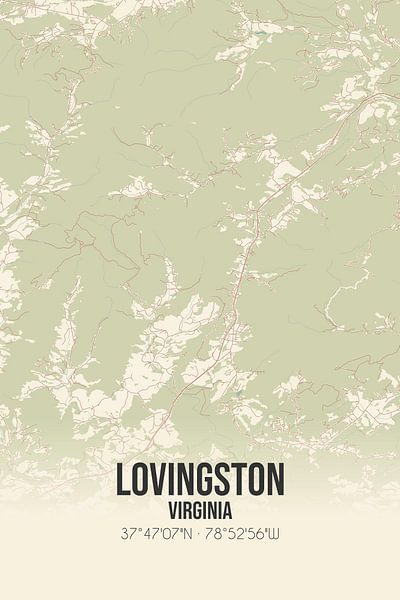 Vintage map of Lovingston (Virginia), USA. by Prints of Place