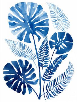 Leaves in Indigo Blue by Caroline Guerain