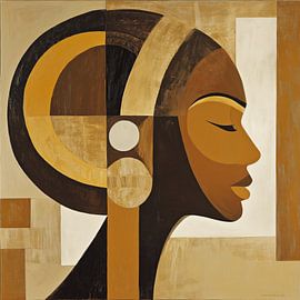 African woman profile portrait abstract cubism minimalism by TheXclusive Art