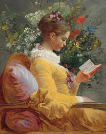 Reading girl, Jean-Honoré Fragonard - still life flowers