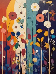 Abstrakter botanischer Garten mit Retro-Farben