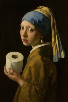 Het meisje met de parel en de wc-rol van Poster Art Shop
