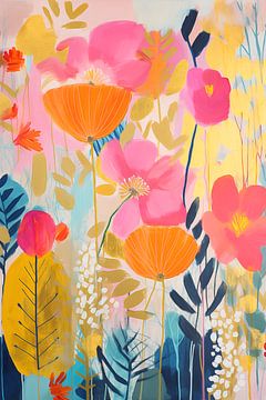 Bloemen Abstract en modern met Vintage kleuren van Caroline Guerain