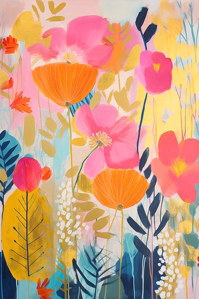 Vintage Flowers Abstract by Caroline Guerain