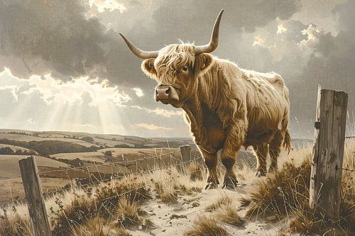 Schotse hooglander in de duinen