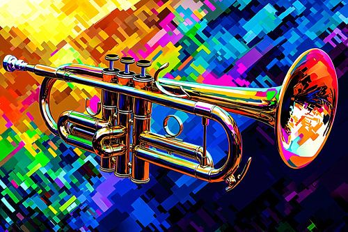 Kleurrijke trompet in moderne stijl