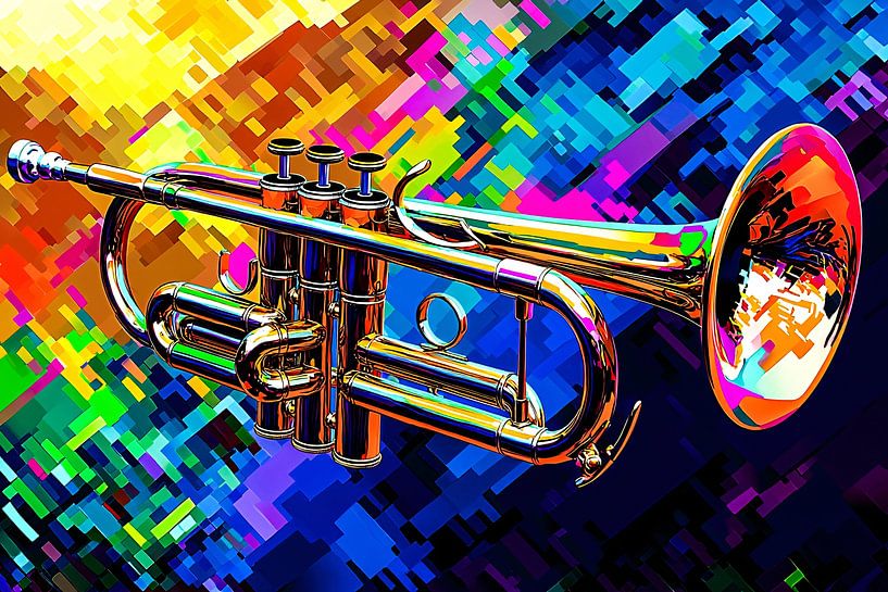 Colourful trumpet in modern style by Art & Soul Creations