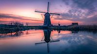 Kinderdijk windmill at sunset