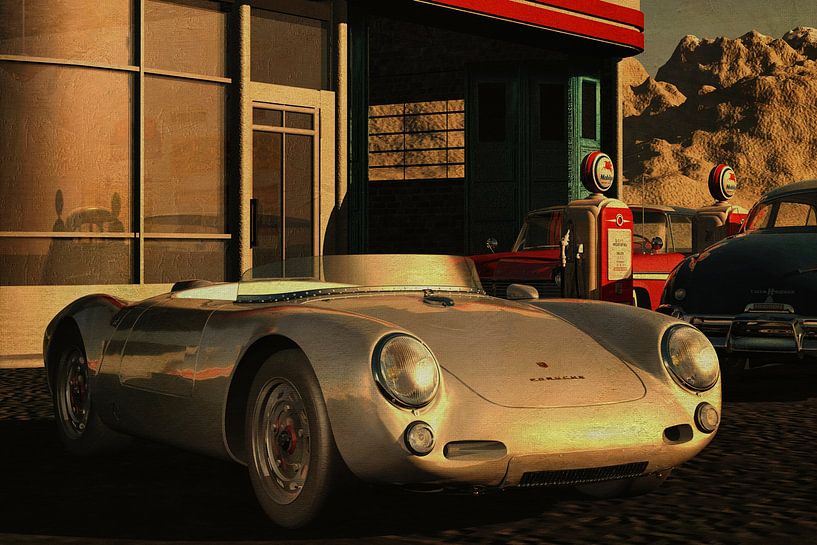 Porsche 550 at an old gas station by Art to make a house your home