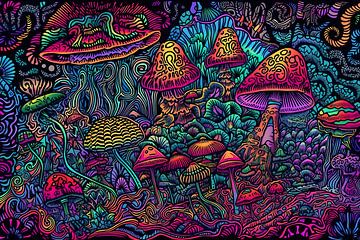 Bodenleben im Wald. Pilze in Neonfarben. von Jan Bechtum