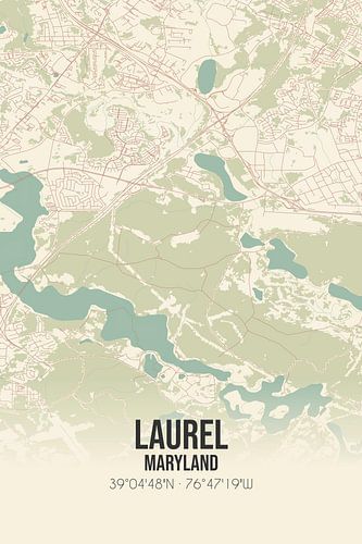 Alte Karte von Laurel (Maryland), USA.