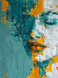 Modern and timeless portrait with an attractive woman, acrylic by ColorWorldwide