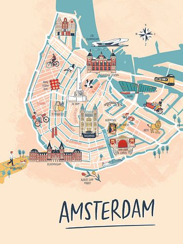 Amsterdam geïllustreerde plattegrond van Karin van der Vegt