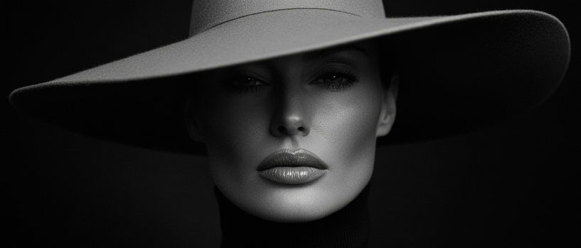 Elegant woman with a wide hat by Poster Art Shop