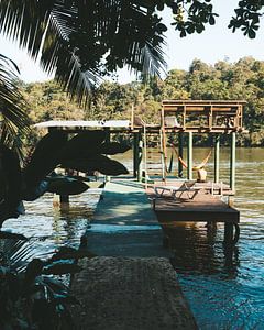 Anlegestelle am Fluss Rio Dulce vor der Herberge "Round House" in Guetamala.