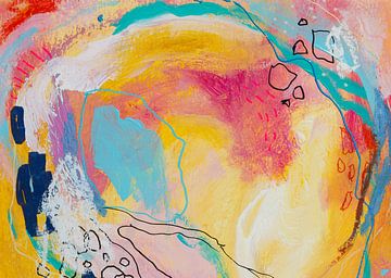Happy Place 003 - abstract schilderij van QEIMOY
