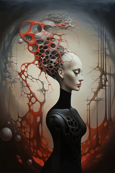 Digital created bizarre surrealist world with woman and landscape by Art Bizarre