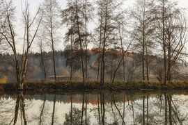 Oeverlandschap van de Schwackenreuter meren bij Mühlingen in de herfst van BlattArt - Christine Horn