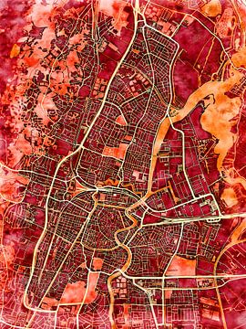 Kaart van Haarlem in de stijl 'Amber Autumn' van Maporia