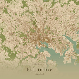 Historische Landkarte von Baltimore, Vereinigte Staaten von Ortsdrucke
