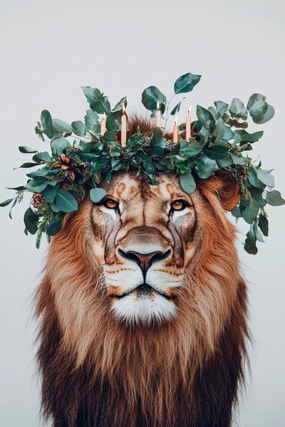 Leeuw met krans van Poster Art Shop