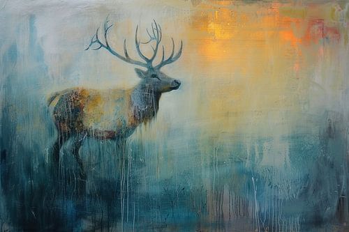 Abstract Deer Blue | Stag Solace