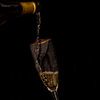 Proosten,  fles wijn met glas van Marjolein van Middelkoop
