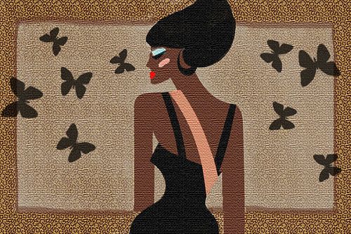 Dame met vlinders bruin tinten