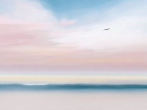 Strand en zee - abstract in pastel-01