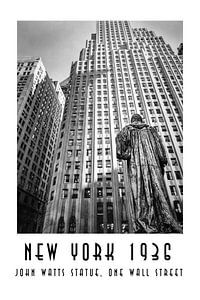 New York 1936 : statue de John Watts, One Wall Street sur Christian Müringer