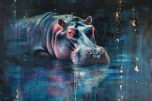 Neon Hippo | Aquatic Aura Swirl