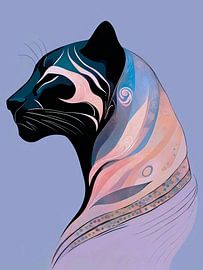 Abstract panther head in pastel harmony by A.D. Digital ART