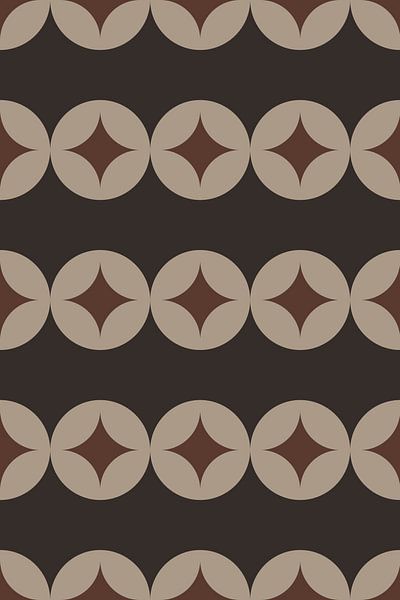 Retro-Kunst der 70er Jahre. Abstrakte geometrische Formen in gedämpften Brauntönen. von Dina Dankers