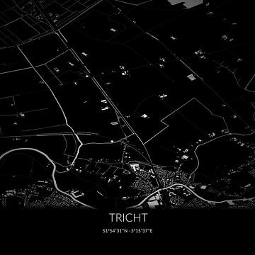 Schwarz-weiße Karte von Tricht, Gelderland. von Rezona