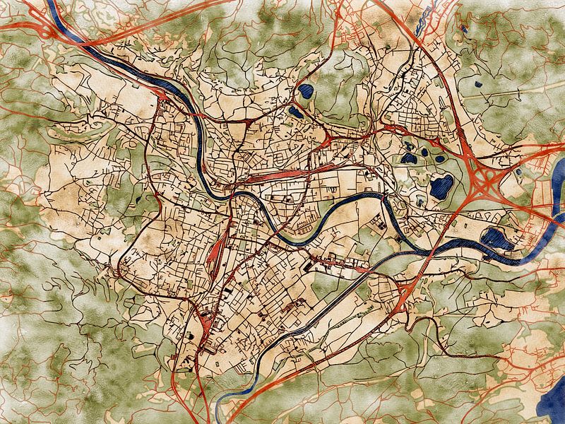 Map of Villach with the style 'Serene Summer' by Maporia