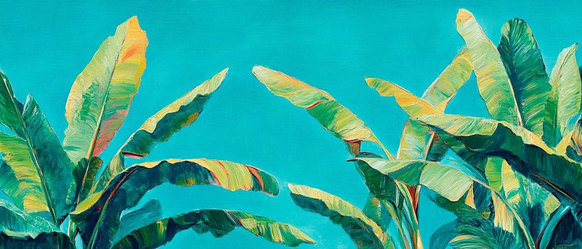 Tropical leaves in blue-green light by Poster Art Shop