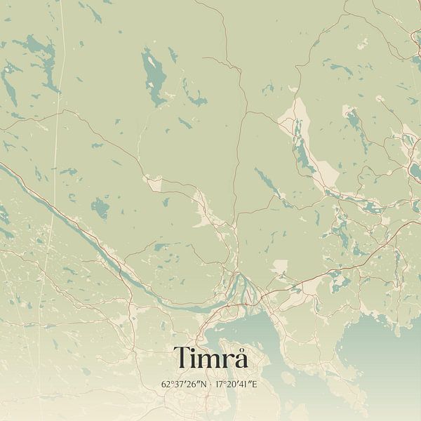 Vintage map of Timrå, Sweden. by Prints of Place