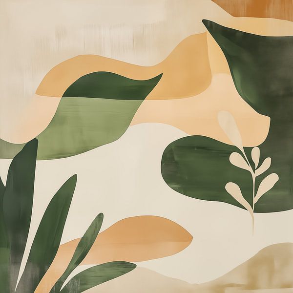 Abstracte botanische vormen van Koffie Zwart