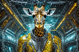 Giraffen-Astronaut im Raumschiff von Claudia Evans
