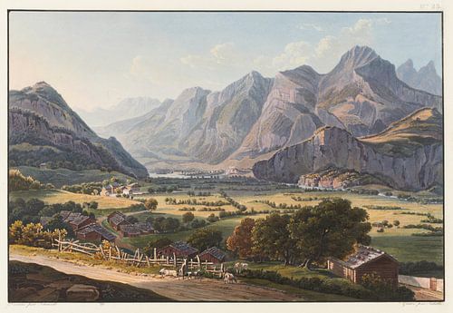 Uitzicht op het Raticongebergte, genomen vanaf onder het kasteel van Sargans, Johann Ludwig Bleuler