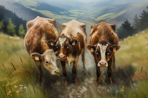 Des vaches dans les montagnes sur Marjolein Deelen