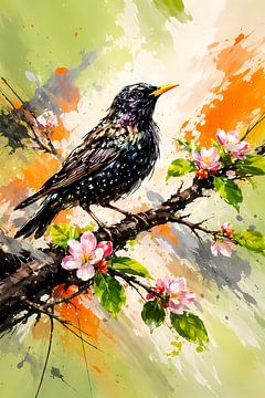 Star auf blühendem Ast von Linda de Klein