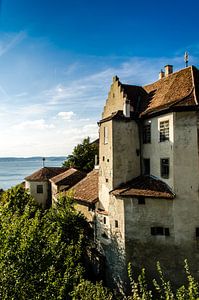 Fassade Burg Meerrsburg in Meersburg mit Blick auf Bodensee Deutschland