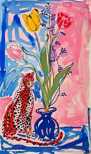 Blühende Tulpen und Leopard Nr. 4