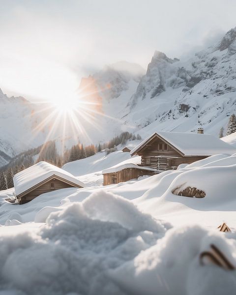 Beleef een besneeuwde bergidylle van fernlichtsicht