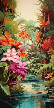 Tropical fantasy flowers in abstract colour style by Art Bizarre