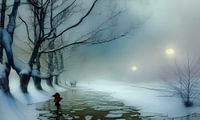 Gevaarlijke oversteek met sneeuw op het ijs van Harmanna Digital Art thumbnail