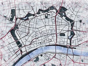 Karte von Frankfurt am Main centrum im stil 'White winter'