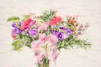 Bouquet de fleurs coloré, style aquarelle