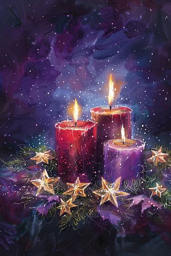 Sfeervolle kaarsen in nachtelijke scène